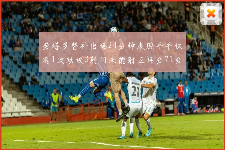 劳塔罗替补出场24分钟表现平平仅有1次助攻3射门未能射正评分71分
